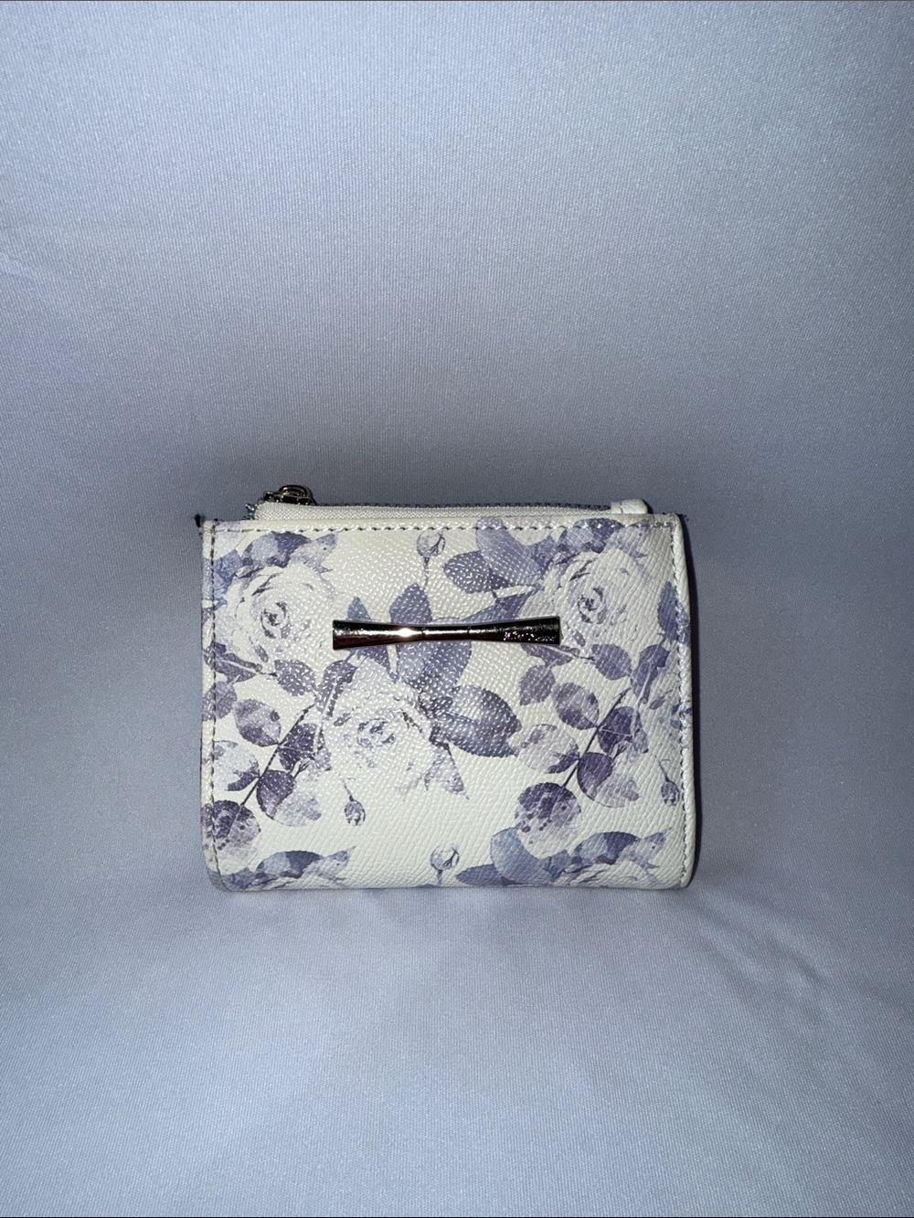 Betsy Johnson Floral Compact Wallet - White with Lavender Floral Print